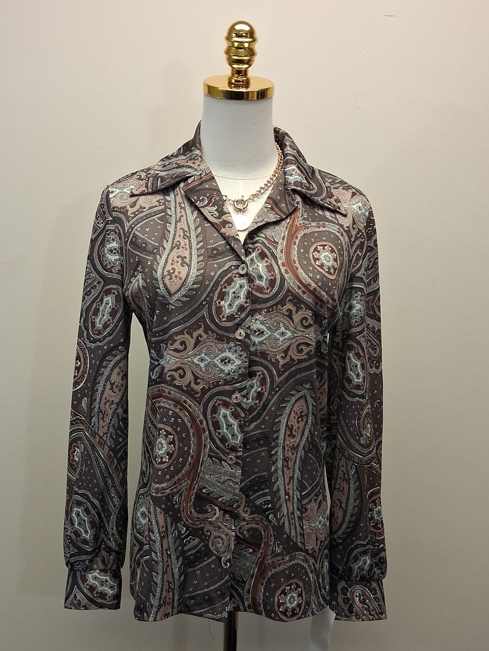 Vintage Devon Paisley Button Down Blouse Size Small